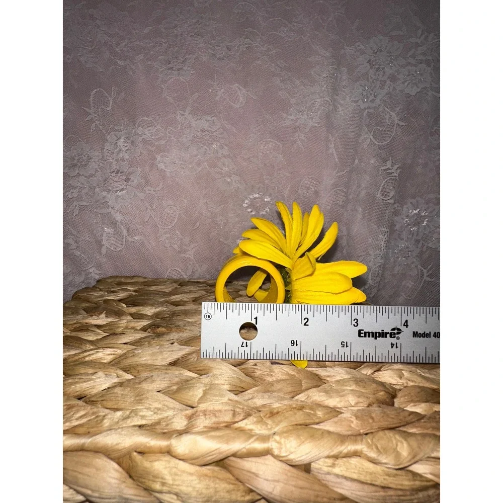 Vintage‎ Yellow Sunflower Napkin Rings Set of 3 Floral Summer Table Decor